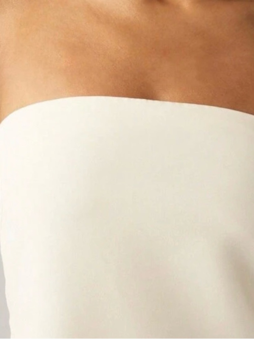 Strapless Cream Mini Dress with pearls Detail - Picture 4 of 5